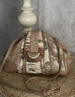 VTG Sharif Python Snakeskin Iridescent/Shimmering Framed Shoulder HandBag/Purse