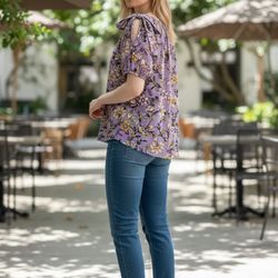 Purple Floral Blouse Size medium 