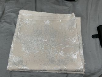 61”x55”Shimmering Beige Silver Fabric Eiffel Tower Floral Pattern