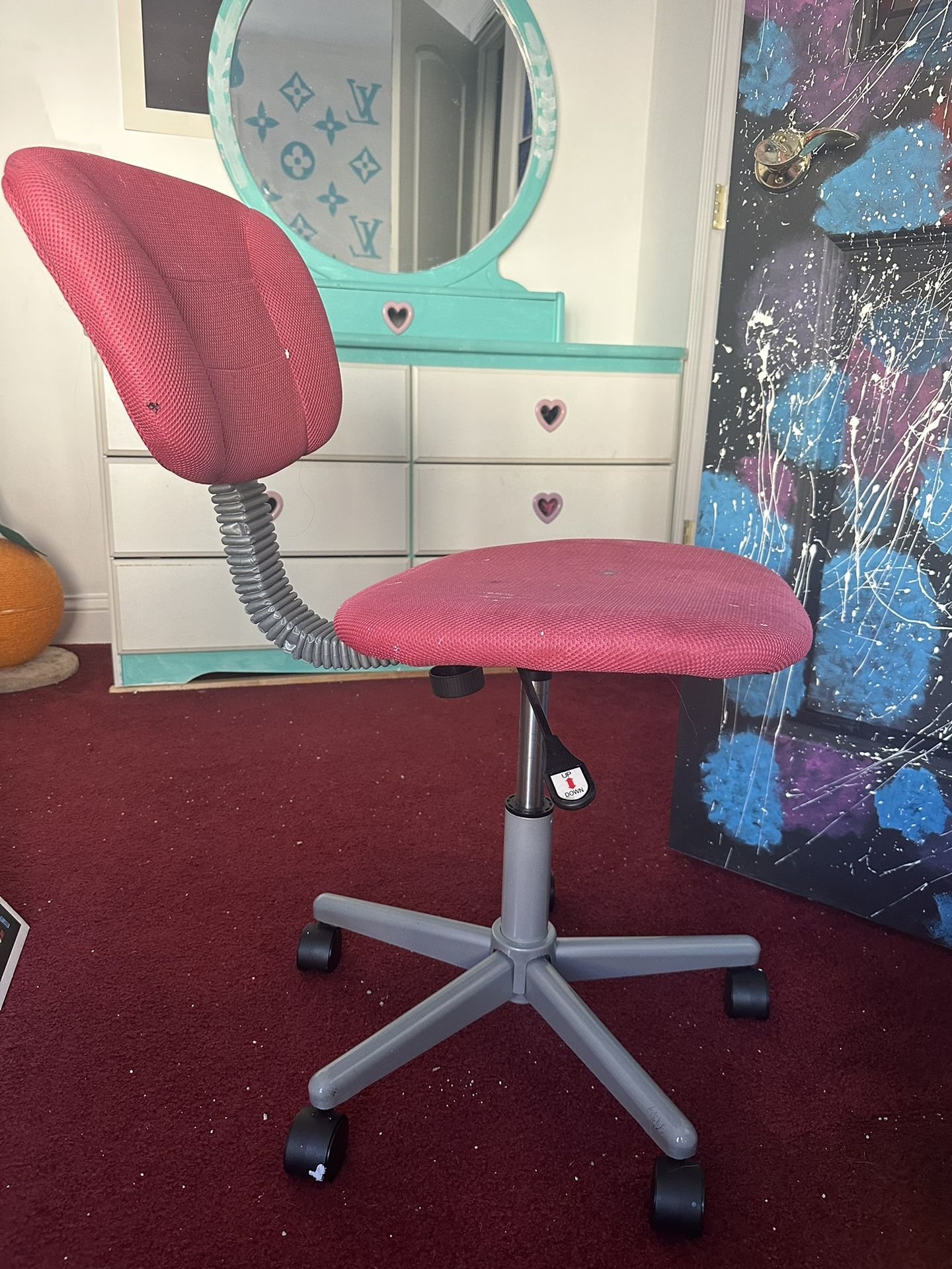 Pink Mesh Rolling Office Chair