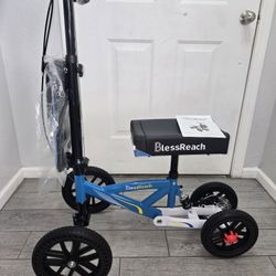 BlessReach Knee Scooter, All Terrain Foldable Knee Scooter Walker, Disc Brake