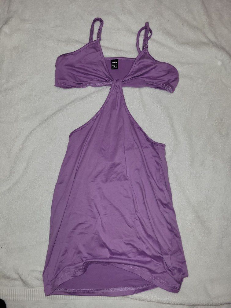 Side Cutout Purple Dress