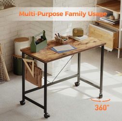 32” Rolling Computer Desk – Mobile Workstation with Locking Wheels