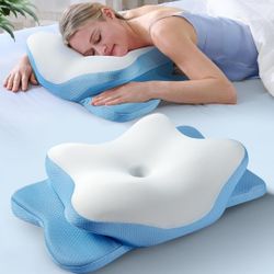 Ergonomic Cooling Odorless Contour Memory Foam Cervical Neck Pillow - Size Queen