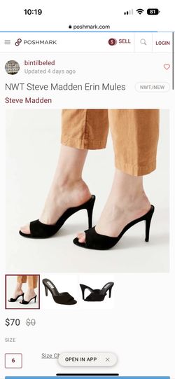 Size 10 Steve Madden Suede Black Heels Sandals Erin