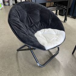 Urban Shop Colorblock Saucer Chair, Black/White, Perfect for Adults and Teens