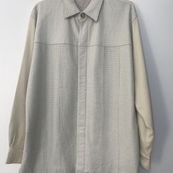 Leather/Virgin Wool/ Cashmere Mens L Shirt coat