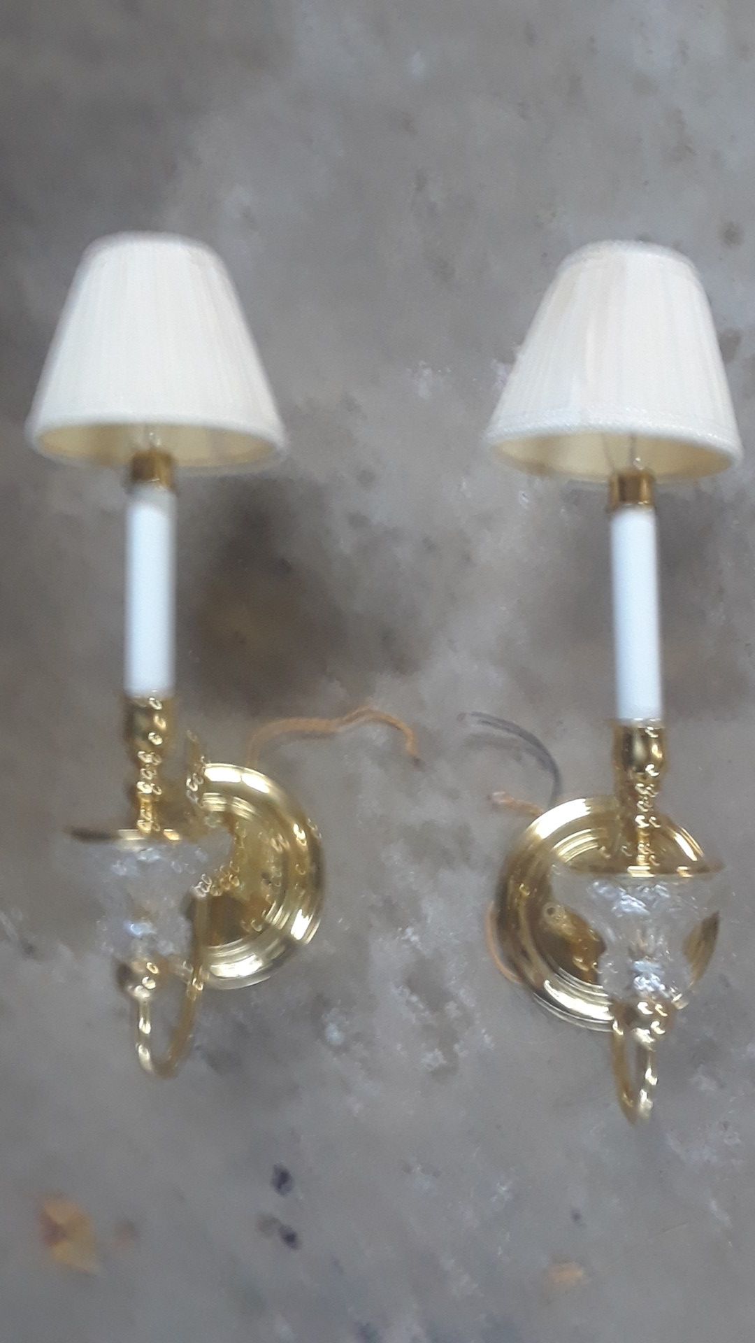 Two solid brass candle light light fixtures