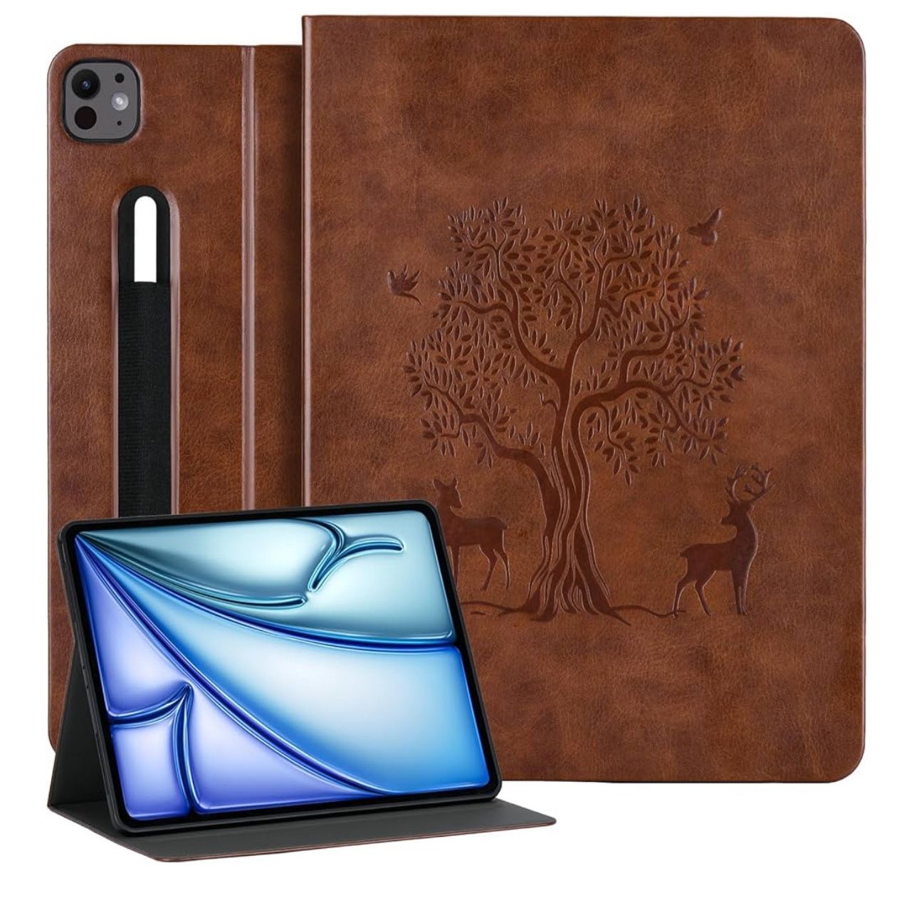 HFcoupe for iPad Air 13 inch Case M3/M2 (2025/2024) & iPad 12.9 Cases 6th/5th/4th Generation with Elastic Pencil Holder, Auto Wake/Sleep Cover Magneti