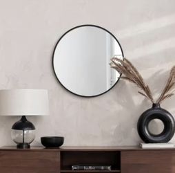 New Round Matte Black Mirror
