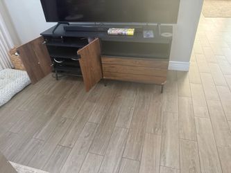 Free Wood and Metal TV Stand with Cabinet