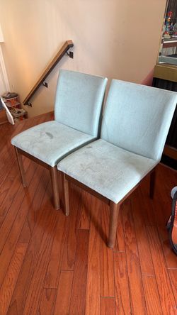 Set of 2 solid wood Light Blue Upholstered Dining Chairs