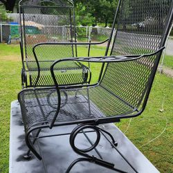 Woodard Briarwood Wrought Iron High Back Coil Spring Lounge Chair