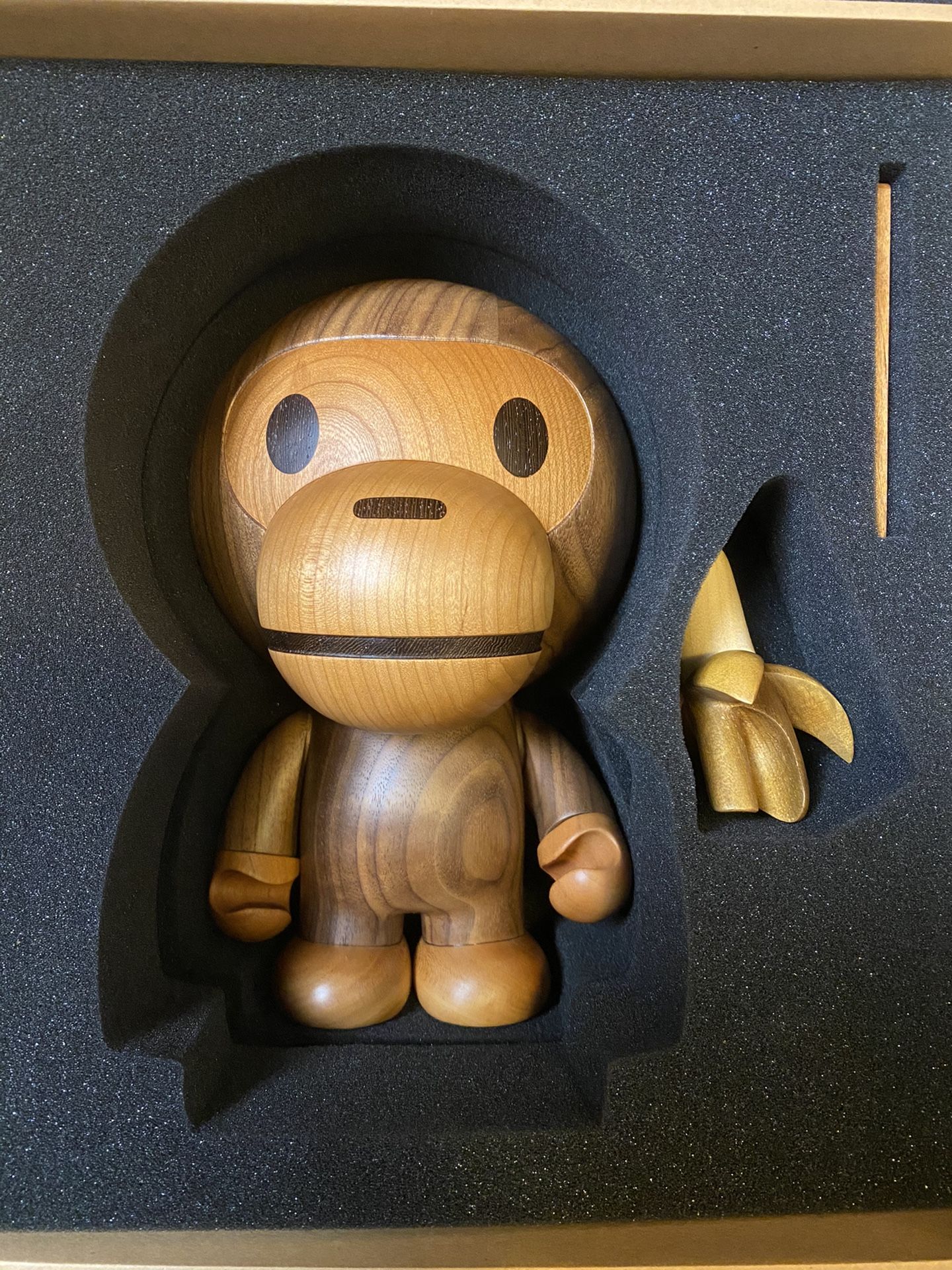 BAPEPLAY x TOYQUBE Wooden BABY MILO Limited Edition Of 300 A BATHING APE Figure Rare