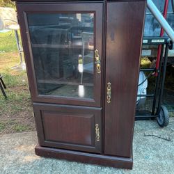 Wooden furniture with showcase and storage