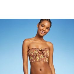 Juniors' Smocked Ruffle Bandeau Bikini Top - Xhilaration™ Multi Floral Print...L