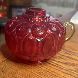 Amberina Glass Oil Lamp Candle Holder NOT FREE