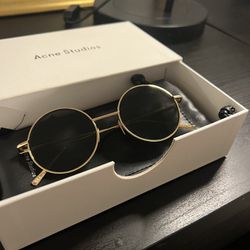 NEW* Acne Studios Scientific Round-Frame Gold-Tone Sunglasses