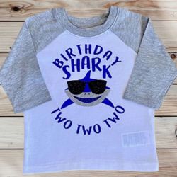 18-24 Months Birthday Shark 2nd Birthday 🦈 Grey Baseball Tee