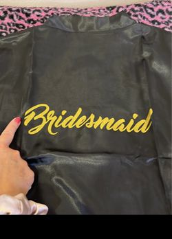 3 New Bridesmaid Robes! Silky Black!  Thumbnail