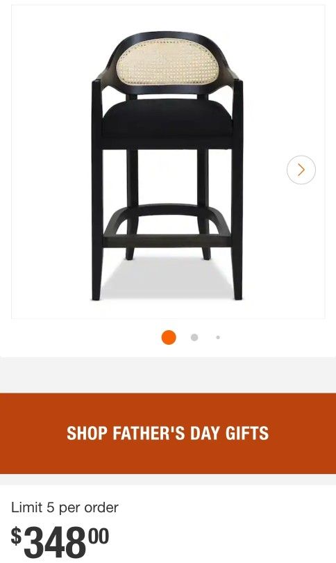 Jennifer Taylor
Americana 26 in. Mid-Century Modern Oak Wood Frame Cane Rattan Back Kitchen Counter Height Bar Stool in Black