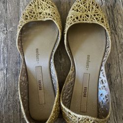 Melissa + Campana Gold Glitter Ballet Shoe