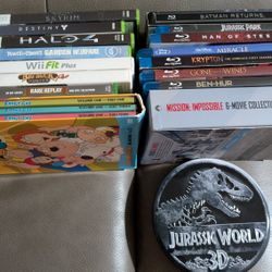 Blu-ray Xbox wii N64 Microsoft Nintendo DVD movies videogames lot. Price is for everything 
