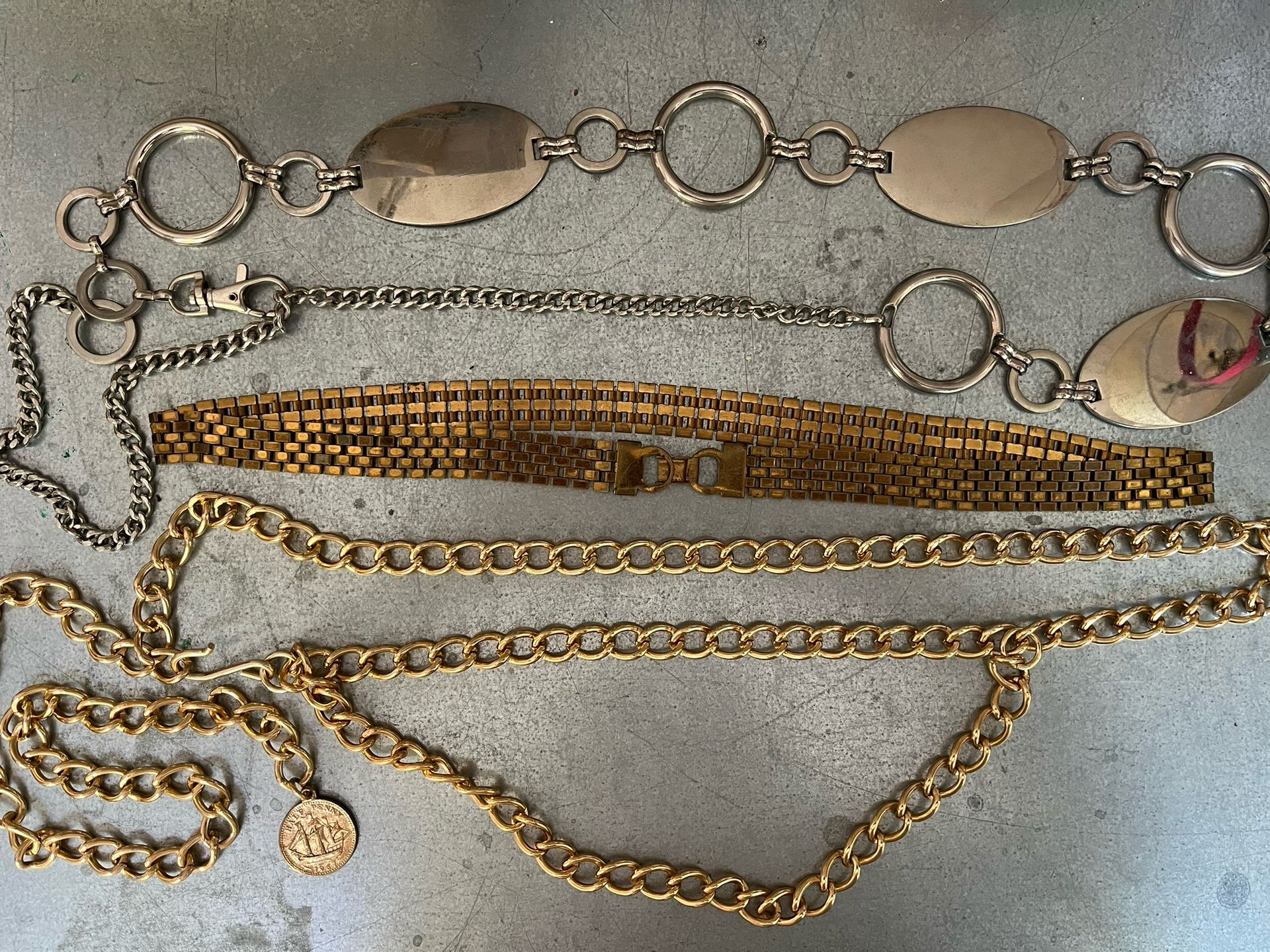 3 Vintage Metal Belts