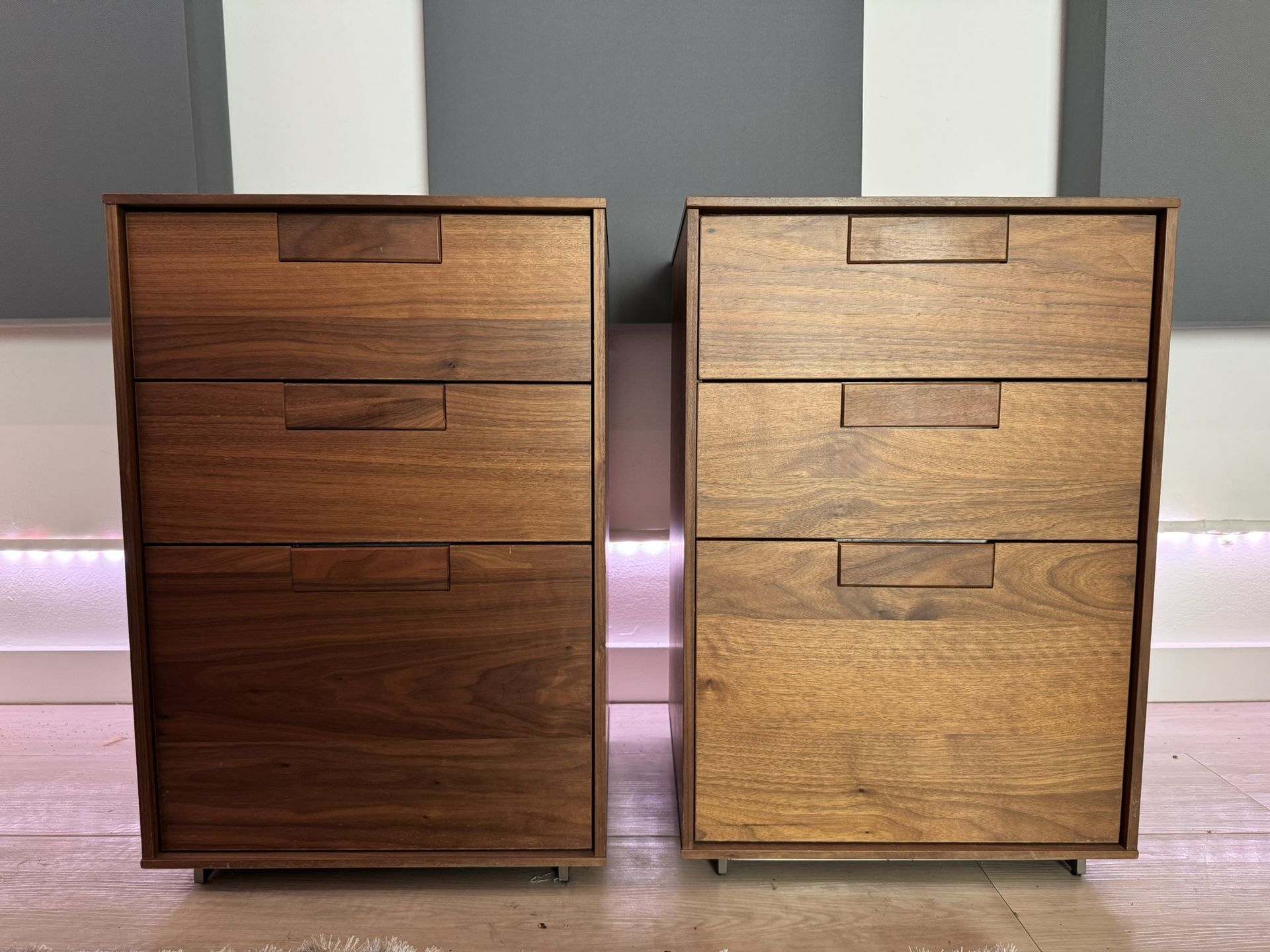 (2) Solid Walnut Cabinets / End Tables / Heavy / Soft Close / MCM