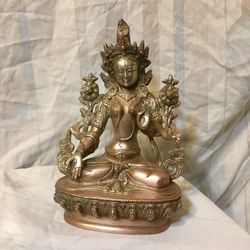 White Tara 9” tall copper statue 