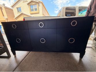 Authentic Brownstone Furniture Designer Black Wood Cabinet - 3 Drw / 3 Door
