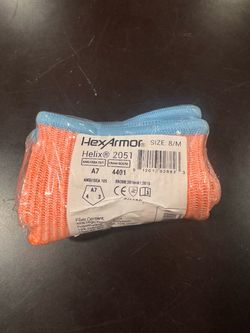 HexArmor 2051 Helix Hi-Vis Orange Cuff/Hi-Vis Orange HPPE/Steel and Fiberglass A7 Cut Level Cut-Resistant Gloves - Pair    B3)
