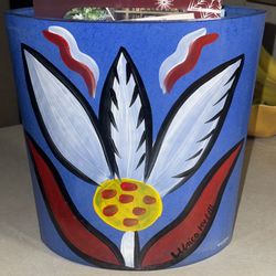 Ulrica Hydman-Vallien for Kosta Boda hand painted signed 8 3/4 in blue vase