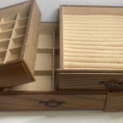 Set Of 4 Wood Vintage Jewelry Drawers Organizers