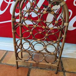 Vintage 1970s Bamboo Boho Tiki Bar Wine, Booze Bottle Rack Barware  Home Bar Decor 