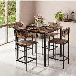 NUNU LAB Kitchen Table and Chairs of 4, Dining Table Set for 4 with Space Saving, Sturdy Industrial