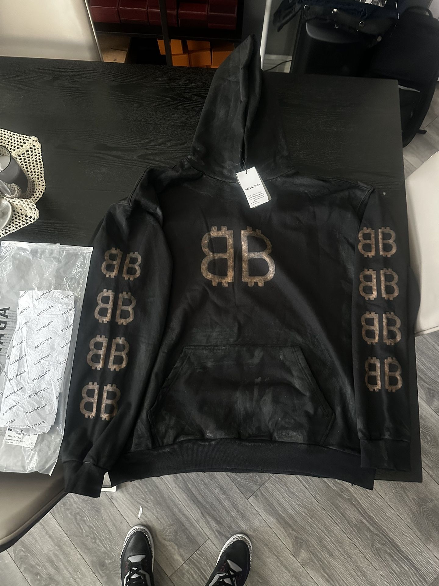 BALENCIAGA Crypto Hoodie Black Faded