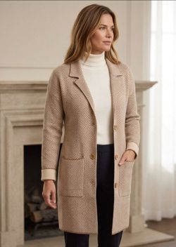 Women's Herringbone Wool Blend Coat Nine West