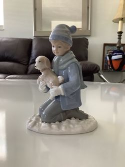 VNTG Annie Rowe Boy With Puppy Figurine The Leonardo Collection England
