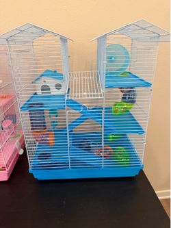 Blue hamster cage