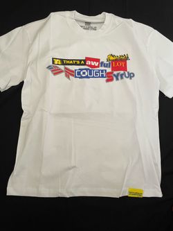 That's A Awful Lot Of Cough Syrup White Graphic Tee - Logo Collage