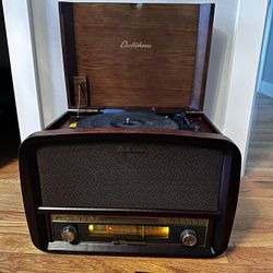 Electrohome Vintage Vinyl Record Player Stereo System with 3-Speed Turntable, USB, CD, AM/FM Radio