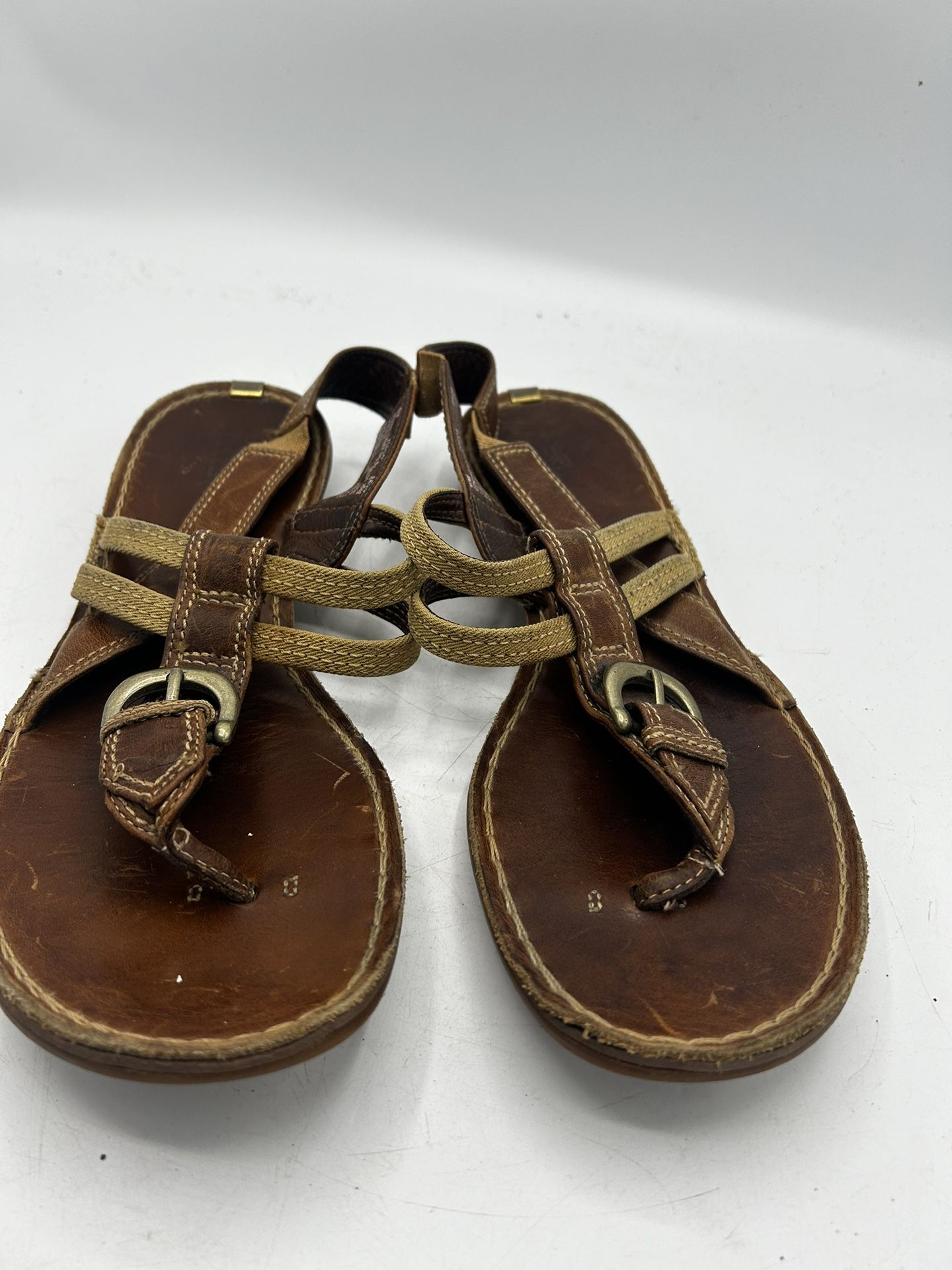 Timberland Earthkeepers Brown Leather Comfort Thong Ankle Strap Sandals Size 9 M