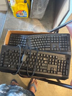 Lot of 4-Black Wired PC Keyboards