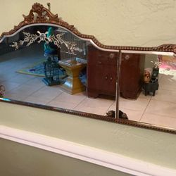 Vintage Antique Art Deco Era 1920s Three 3 Panel Gesso Glass Wall Mirror 53 X 20🦄 
