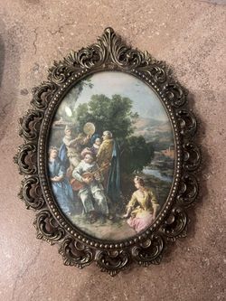 Antique Victorian Convex Frame of Musicians Broadway, Italy