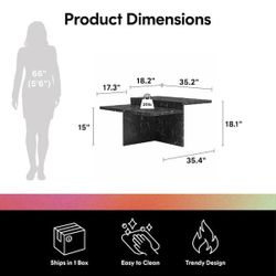 Brielle Two-Tiered 35 in. Faux Black Marble Top Coffee Table