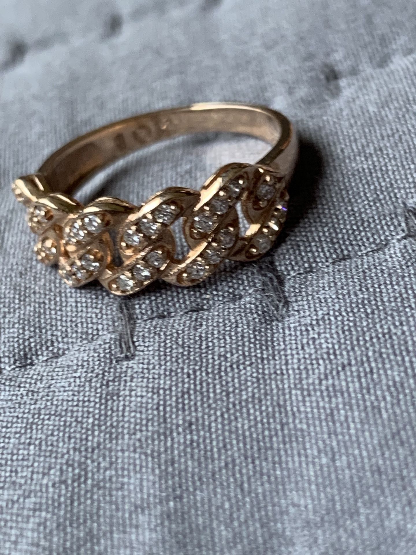 10k Rose Gold Diamond Cuban Ring 