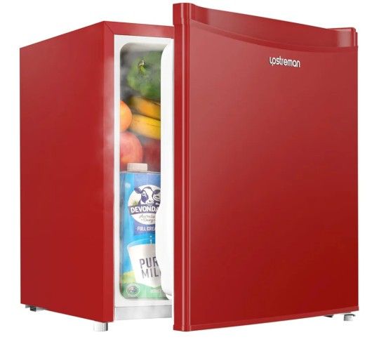 Upstreman 1.7 Cu.ft Mini Fridge with Freezer, Dorm Essentials, Adjustable Thermostat, Energy Saving, Low Noise, Single Door Compact Refrigerator for D