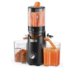Acoqoos-Cold Press Juicer, Auto Feed & Pre-cut, 55 RPM Slow Masticating High Juice Yield Juicer Machines, Easy to Clean, 5.3" Wide Chute, 1.8L Hopper 
